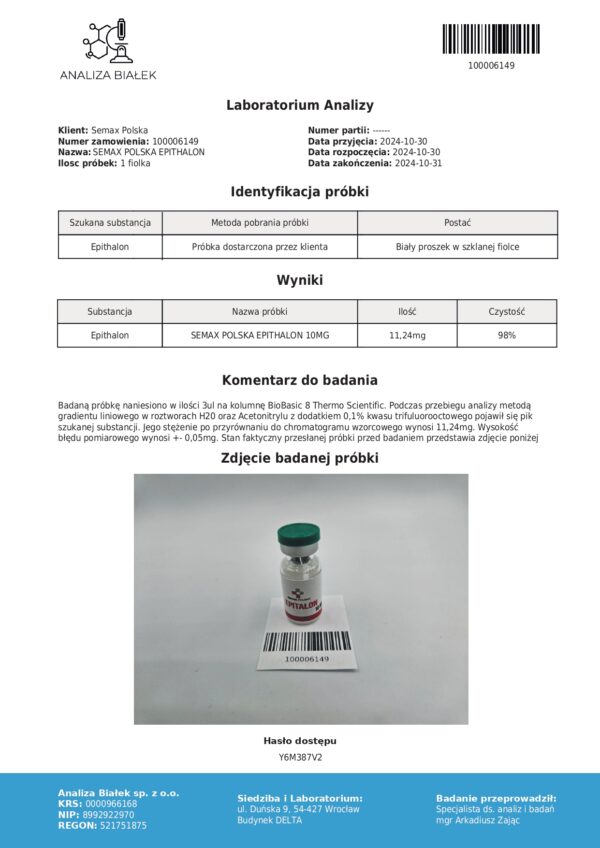 Epitalon 100 mg + woda sterylna